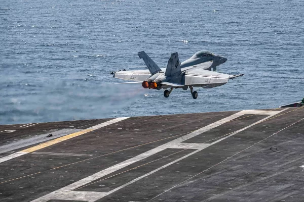This image provided by U.S. Central Command shows a F/A-18E Super Hornet launching from the USS Abraham Lincoln (CVN 72) for a mission in support of Operation Epic Fury, on Saturday, Feb. 28, 2026. (U.S. Navy via AP) This image provided by U.S. Central Command shows a F/A-18E Super Hornet launching from the USS Abraham Lincoln (CVN 72) for a mission in support of Operation Epic Fury, on Saturday, Feb. 28, 2026. (U.S. Navy via AP)