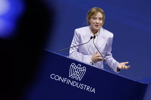 La presidente del Consiglio Giorgia Meloni durante l’assemblea di Confindustria al Convention Center La Nuvola, Roma, Martedì 26 Maggio 2026 (Foto Roberto Monaldo / LaPresse)
Italian premier Giorgia Meloni during Confindustria assembly, Rome, Tuesday, May 26, 2026 (Photo by Roberto Monaldo / LaPresse) La presidente del Consiglio Giorgia Meloni durante l’assemblea di Confindustria al Convention Center La Nuvola, Roma, Martedì 26 Maggio 2026 (Foto Roberto Monaldo / LaPresse)
Italian premier Giorgia Meloni during Confindustria assembly, Rome, Tuesday, May 26, 2026 (Photo by Roberto Monaldo / LaPresse)