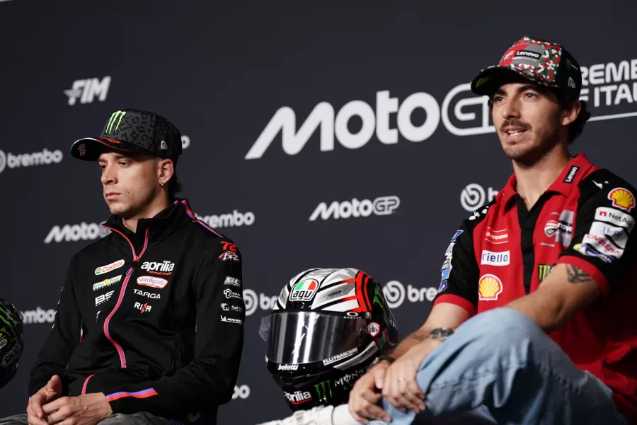 Foto Costanza Benvenuti/LaPresse
28.05.2026 – Sport-Motociclismo – Motomondiale 2026 – GRAN PREMIO D’ITALIA BREMBO – Autodromo Internazionale del Mugello – Conferenza piloti
nella foto:  Marco Bezzecchi – Francesco Bagnaia


Photo Costanza Benvenuti/LaPresse
2026 28 MAY – Sport – Motorcycling – Motomondiale 2026 – GRAN PREMIO D’ITALIA BREMBO – Autodromo Internazionale del Mugello – Conference with pilots
in the photo:  Marco Bezzecchi – Francesco Bagnaia