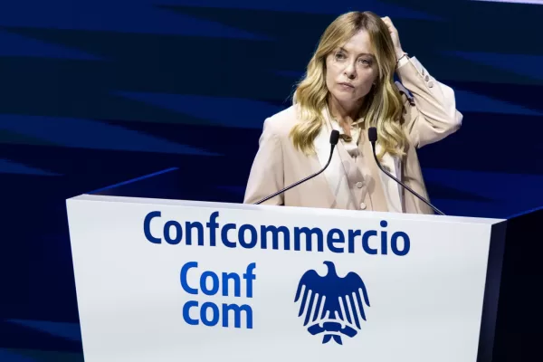 Il Presidente del Consiglio Giorgia Meloni in occasione dellAssemblea Nazionale Confcommercio. Roma Mercoledì 10 Giugno 2026 (photo by Mauro Scrobogna / LaPresse)
Prime Minister Giorgia Meloni at the Confcommercio National Assembly. Rome, Wednesday June 10 2026 (photo by Mauro Scrobogna / LaPresse) Il Presidente del Consiglio Giorgia Meloni in occasione dellAssemblea Nazionale Confcommercio. Roma Mercoledì 10 Giugno 2026 (photo by Mauro Scrobogna / LaPresse)
Prime Minister Giorgia Meloni at the Confcommercio National Assembly. Rome, Wednesday June 10 2026 (photo by Mauro Scrobogna / LaPresse)