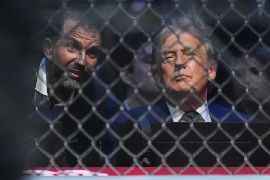 President Donald Trump attends UFC Freedom 250 on the South Lawn of the White House, Sunday, June 14, 2026, in Washington. (AP Photo/Alex Brandon, Pool)