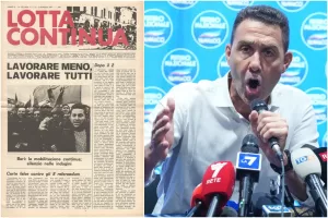 Da Lotta Continua a Futuro Nazionale, se lo slogan anticapitalista “Lavorare meno, lavorare tutti” diventa una direttiva di caserma…