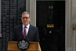 Britain’s Prime Minister Keir Starmer speaks to the media outside 10 Downing Street to announce his resignation in London, Monday, June 22, 2026.(AP Photo/Thomas Krych) Britain’s Prime Minister Keir Starmer speaks to the media outside 10 Downing Street to announce his resignation in London, Monday, June 22, 2026.(AP Photo/Thomas Krych)
