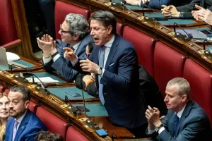 Giuseppe Conte M5S risponde alla protesta dei deputati di FDI in relazione alla posizione dellex Presidente del Consiglio Giuseppe Conte sugli sviluppi emersi nella commissione parlamentare COVID. Camera dei Deputati Roma Martedì 14 Aprile 2026 (photo by Mauro Scrobogna / LaPresse)
Giuseppe Conte of the Five Star Movement (M5S) responds to the protest by FDI MPs regarding former Prime Minister Giuseppe Conte’s position on developments in the parliamentary COVID commission. Chamber of Deputies, Rome, Tuesday April 14 2026 (photo by Mauro Scrobogna / LaPresse) Giuseppe Conte M5S risponde alla protesta dei deputati di FDI in relazione alla posizione dellex Presidente del Consiglio Giuseppe Conte sugli sviluppi emersi nella commissione parlamentare COVID. Camera dei Deputati Roma Martedì 14 Aprile 2026 (photo by Mauro Scrobogna / LaPresse)
Giuseppe Conte of the Five Star Movement (M5S) responds to the protest by FDI MPs regarding former Prime Minister Giuseppe Conte’s position on developments in the parliamentary COVID commission. Chamber of Deputies, Rome, Tuesday April 14 2026 (photo by Mauro Scrobogna / LaPresse)