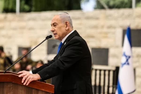 Israel’s Prime Minister Benjamin Netanyahu attends a ceremony commemorating Israel’s Remembrance Day for fallen soldiers, or Yom HaZikaron, at the Military Cemetery on Mount Herzl in Jerusalem, Tuesday April 21, 2026. (Ilia Yefimovich/Pool Photo via AP)
