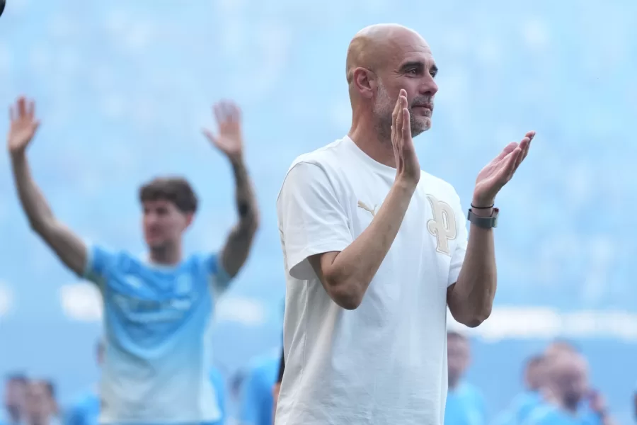 Manchester City’s head coach Pep Guardiola applauds the fans after his last game with the club after a Premier League soccer match between Manchester City and Aston Villa in Manchester, England, Sunday, May 24, 2026. (AP Photo/Alastair Grant) 



Associated Press / LaPresse
Only italy and spain