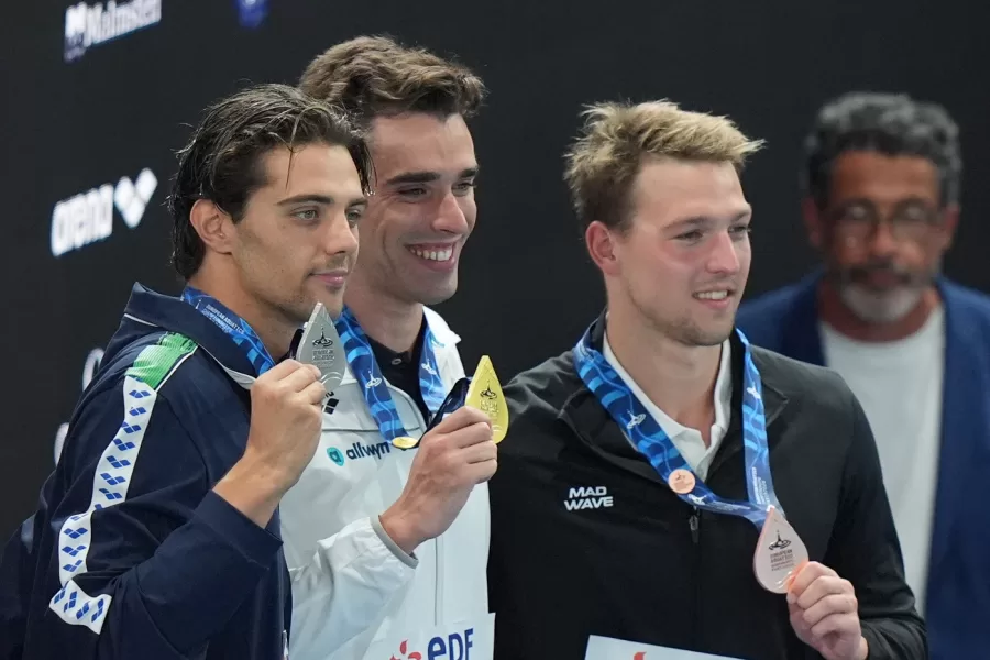 Thomas Ceccon win silver medal in the  Men’s 100m backstroke at the Swimming  European Aquatics Championships Paris 2026,  Paris, August  15 , 2026 (Photo by Davide Spada/LaPresse)