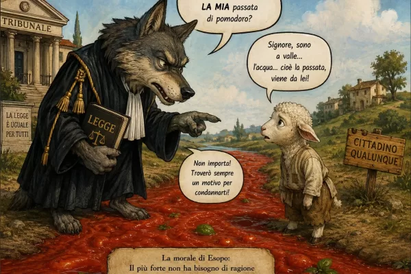 Il potere giudiziario riscrive la realtà: la favola del lupo, dell’agnello e della passata di pomodoro. Tredici anni di processo o la scelta di pagare anche se hai ragione Il potere giudiziario riscrive la realtà: la favola del lupo, dell’agnello e della passata di pomodoro. Tredici anni di processo o la scelta di pagare anche se hai ragione