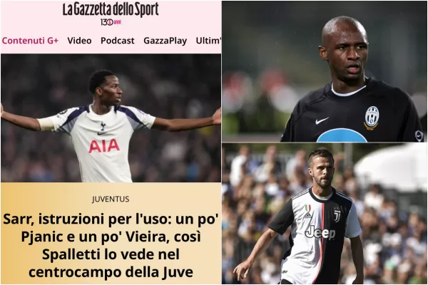 Calciomercato Juve, preso Sarr a centrocampo. Il caldo colpisce la Gazzetta: “Un po’ Pjanic, un po’ Vieira” Calciomercato Juve, preso Sarr a centrocampo. Il caldo colpisce la Gazzetta: “Un po’ Pjanic, un po’ Vieira”