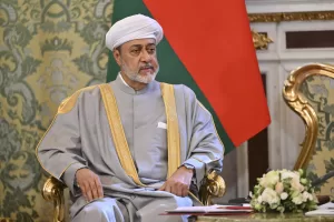 Oman’s Sultan Haitham bin Tariq Al Said listens to Russian President Vladimir Putin during their meeting at the Grand Kremlin Palace in Moscow, Russia, on Tuesday, April 22, 2025. (Kristina Kormilitsyna, Sputnik, Kremlin Pool Photo via AP) Oman’s Sultan Haitham bin Tariq Al Said listens to Russian President Vladimir Putin during their meeting at the Grand Kremlin Palace in Moscow, Russia, on Tuesday, April 22, 2025. (Kristina Kormilitsyna, Sputnik, Kremlin Pool Photo via AP)