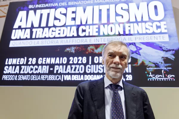 Graziano Delrio durante il convegno Antisemitismo. Una tragedia che non finisce, organizzato dalla fondazione Italia Protagonista, Roma, Lunedì 26 Gennaio 2026 (Foto Roberto Monaldo / LaPresse) 

Graziano Delrio during the conference on anti-semitism organized by the Italia Protagonista foundation, Rome, Monday, January 26, 2026 (Photo by Roberto Monaldo /LaPresse)