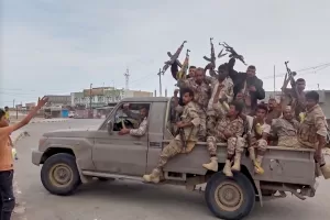 This image taken from undated video released by Al-Masirah TV, a channel owned by Yemen’s Houthi rebels, on Friday, Sept. 11, 2026, shows, according to the channel, Houthi fighters chanting atop a pickup truck in Khawkhah, Hodeida province, Yemen. (Al-Masirah TV via AP) This image taken from undated video released by Al-Masirah TV, a channel owned by Yemen’s Houthi rebels, on Friday, Sept. 11, 2026, shows, according to the channel, Houthi fighters chanting atop a pickup truck in Khawkhah, Hodeida province, Yemen. (Al-Masirah TV via AP)
