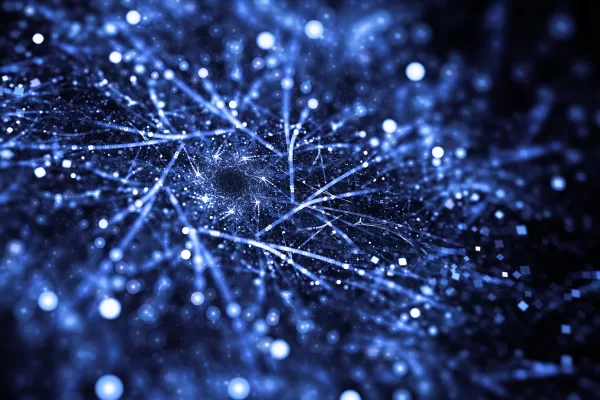 abstract blue particle dust with bokeh effect