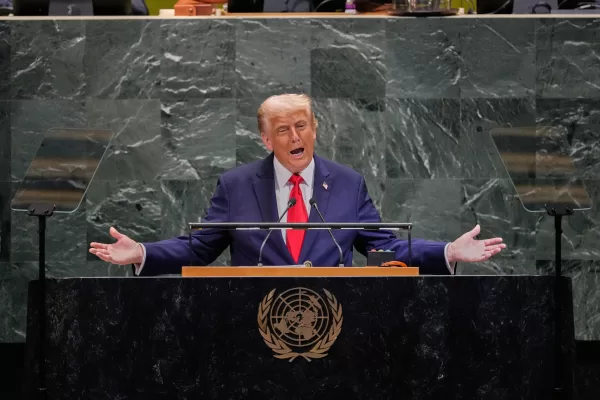 U.S. President Donald Trump addresses the 80th session of the United Nations General Assembly, Tuesday, Sept. 23, 2025. (AP Photo/Richard Drew) U.S. President Donald Trump addresses the 80th session of the United Nations General Assembly, Tuesday, Sept. 23, 2025. (AP Photo/Richard Drew)