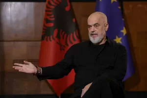 Albanian Prime Minister Edi Rama speaks during an interview with The Associated Press in Tirana, Albania, Tuesday, June 9, 2026. (AP Photo/Hameraldi Agolli)
Associated Press / LaPresse
Only italy and spain Albanian Prime Minister Edi Rama speaks during an interview with The Associated Press in Tirana, Albania, Tuesday, June 9, 2026. (AP Photo/Hameraldi Agolli)
Associated Press / LaPresse
Only italy and spain