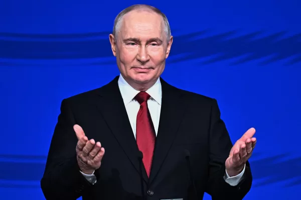 Russian President Vladimir Putin gestures as he delivers a speech during an event to mark the 879th anniversary of the foundation of the city of Moscow at the Zaryadye Concert Hall, in Moscow, on Saturday, Sept. 5, 2026. (Sergei Bobylev, Sputnik, Kremlin Pool Photo via AP)
Associate Press/ LaPresse
Only Italy and Spain Russian President Vladimir Putin gestures as he delivers a speech during an event to mark the 879th anniversary of the foundation of the city of Moscow at the Zaryadye Concert Hall, in Moscow, on Saturday, Sept. 5, 2026. (Sergei Bobylev, Sputnik, Kremlin Pool Photo via AP)
Associate Press/ LaPresse
Only Italy and Spain